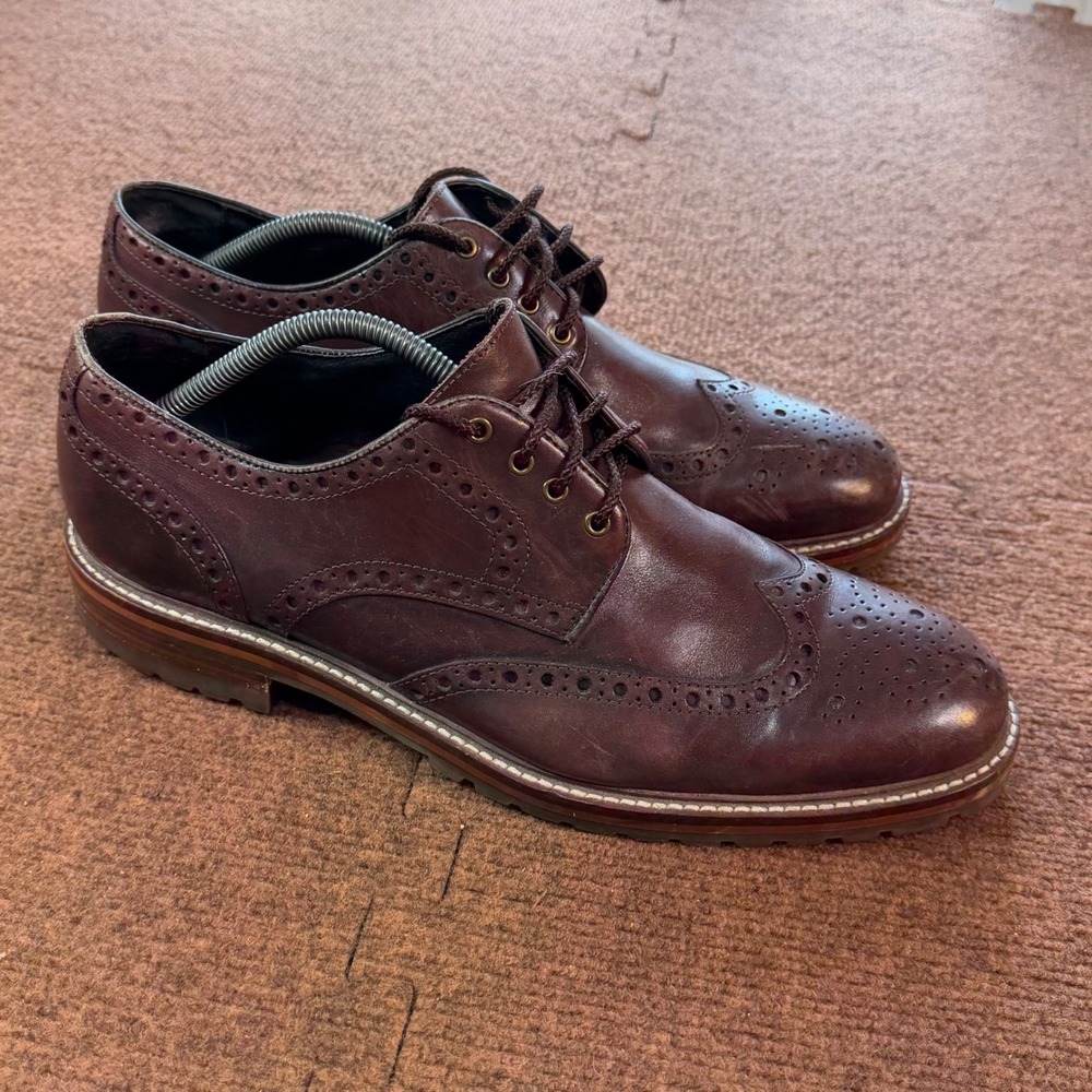 Johnston & Murphy 1850 Mens Burgundy Leather Wingtip Brogue Oxfords 20-4364 11.5